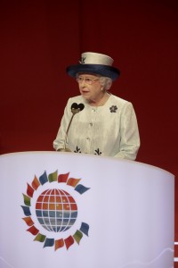 28 October 2011 - Her Majesty Queen Elizabeth II speaking at the opening of Commonwealth Heads of Government Meeting at the Perth Convention and Entertainment Centre host in Australia. ©Annaliese McDonough/Commonwealth Secretariat